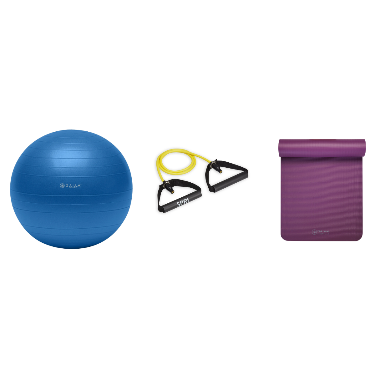 Fitness Bundle - Balance Ball (75cm), Xertube (Very Light), Fitness Mat (Purple)