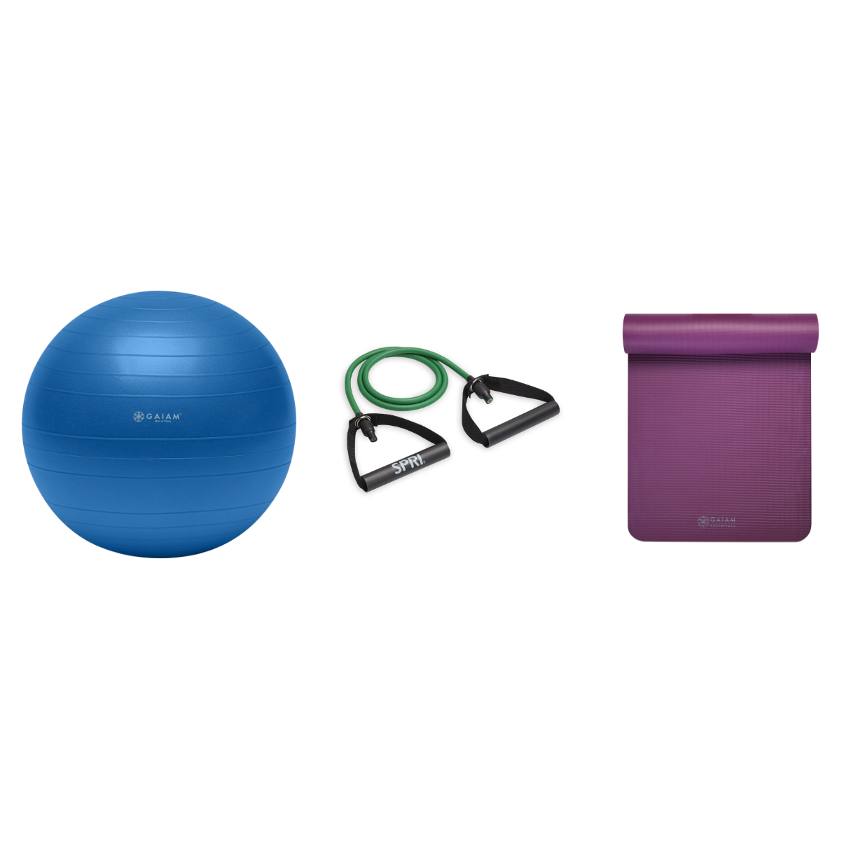 Fitness Bundle - Balance Ball (75cm), Xertube (Light), Fitness Mat (Purple)