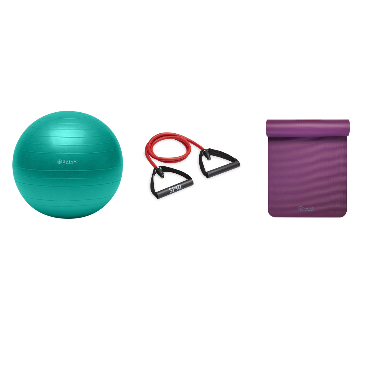 Fitness Bundle - Balance Ball (65cm), Xertube (Medium), Fitness Mat (Purple)