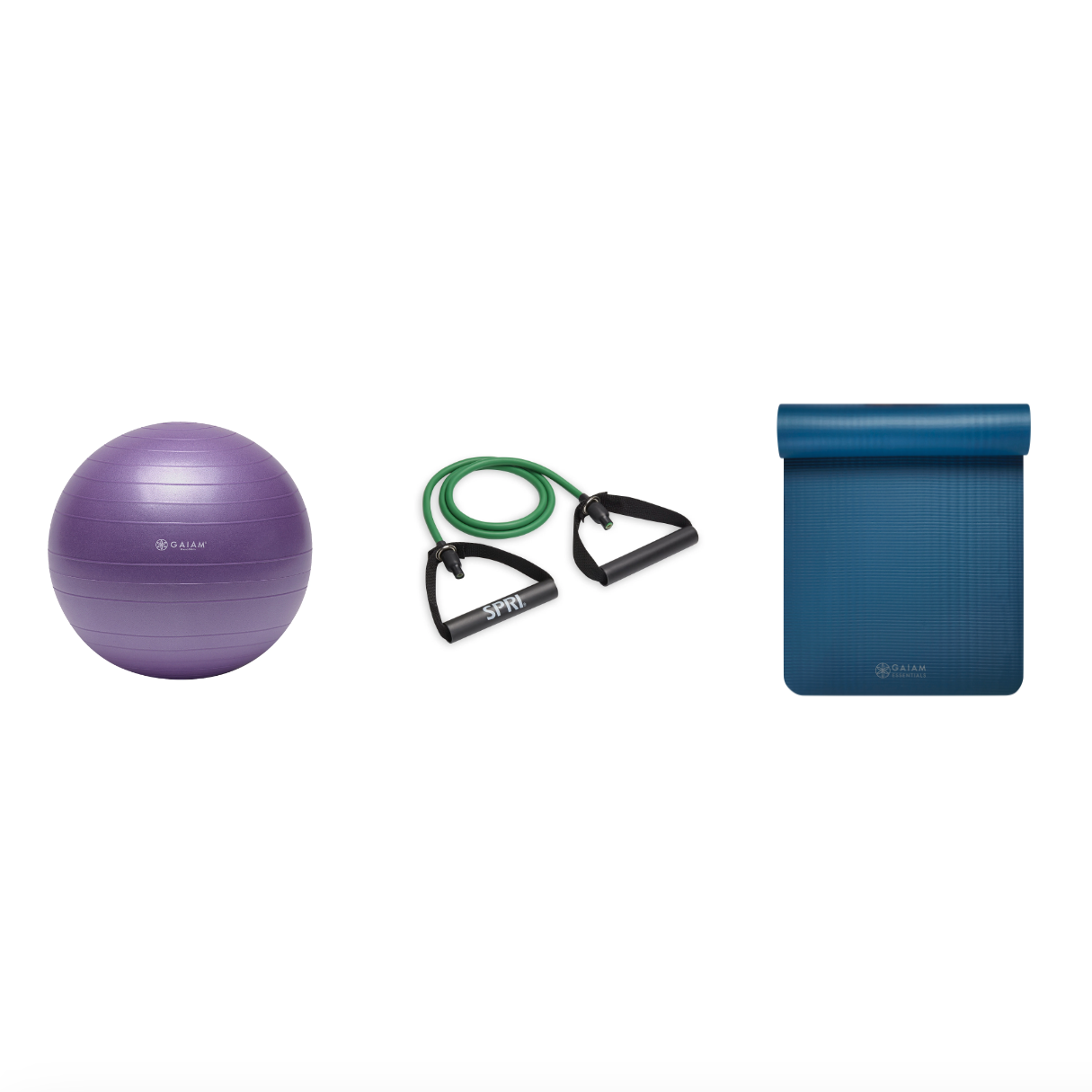 Fitness Bundle - Balance Ball (55cm), Xertube (Light), Fitness Mat (Navy)