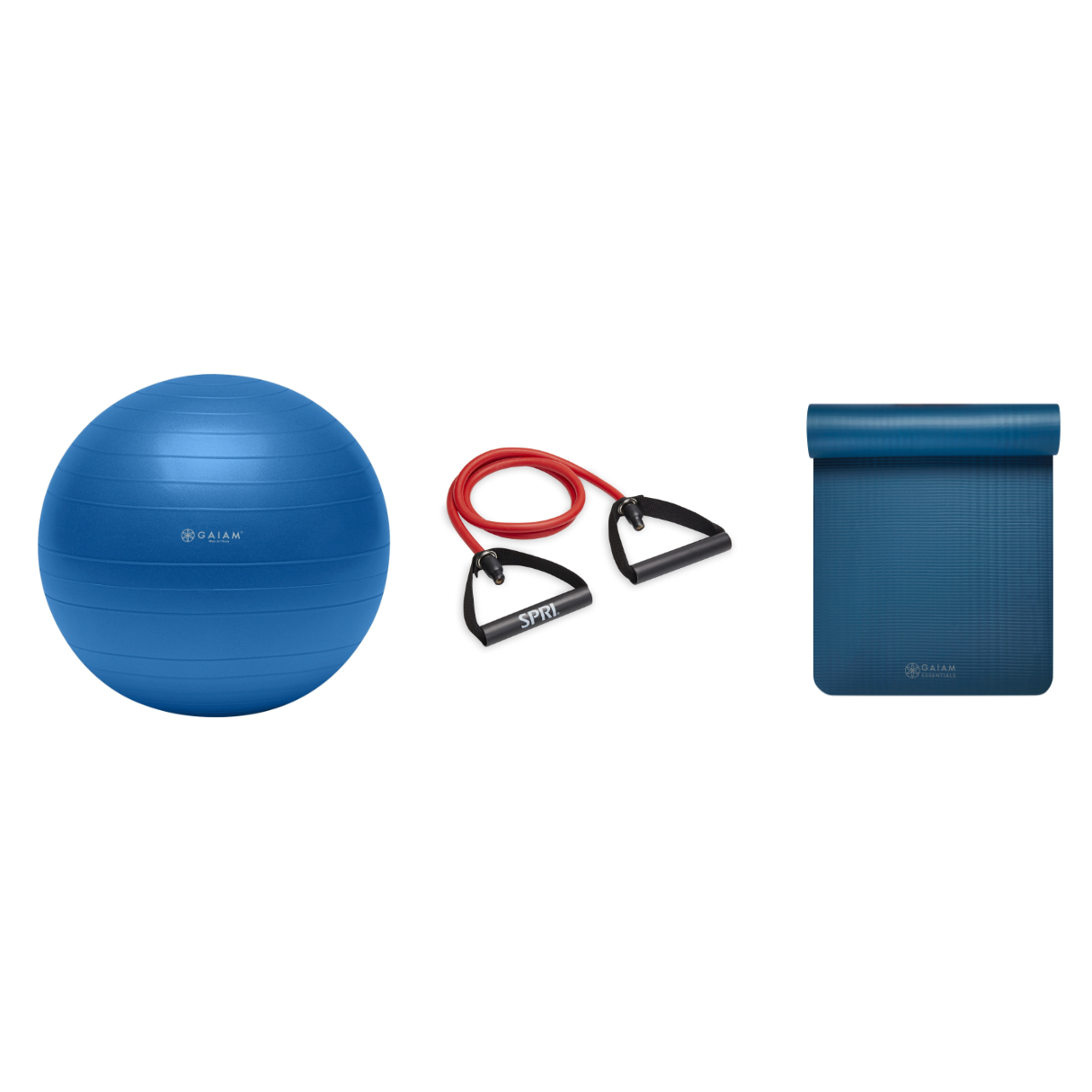 Fitness Bundle - Balance Ball (75cm), Xertube (Medium), Fitness Mat (Navy)