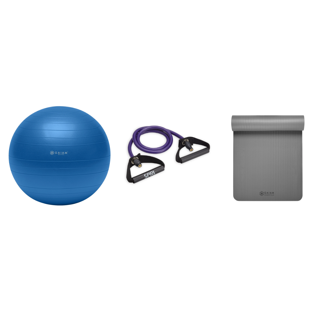 Fitness Bundle - Balance Ball (75cm), Xertube (Ultra Heavy), Fitness Mat (Grey)